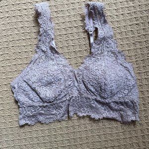 Aerie Bralette with Clasps Light Purple Lace MD
